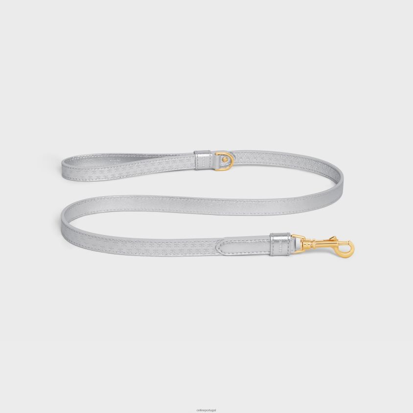 homens acessórios CELINE coleira fina para cães em couro de bezerro laminado com relevo triomphe prata T204R1716