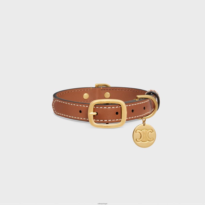 homens acessórios CELINE coleira pequena e fina em tela triomphe com estampa e pele de bezerro leopardo T204R1712