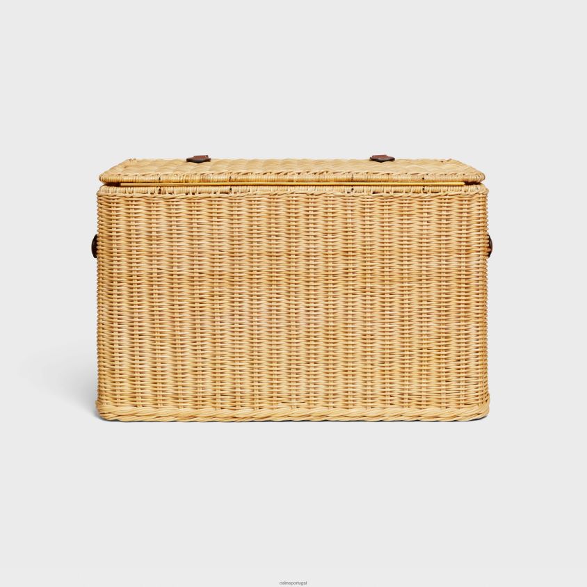 homens acessórios CELINE caixa de brinquedos para cães em vime e pele de bezerro bronzeado T204R1773