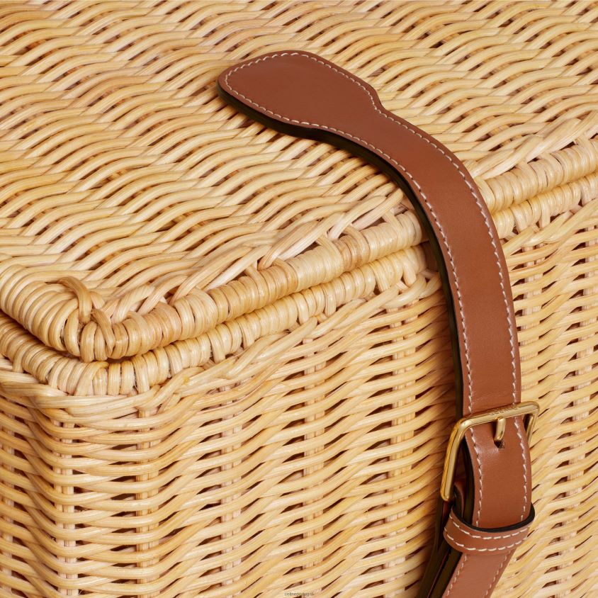 homens acessórios CELINE caixa de brinquedos para cães em vime e pele de bezerro bronzeado T204R1773