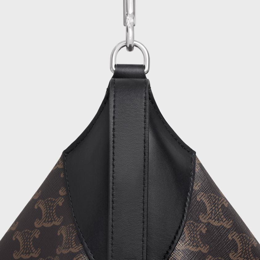 homens acessórios CELINE alça grande romy em lona triomphe e couro de bezerro preto T204R2075