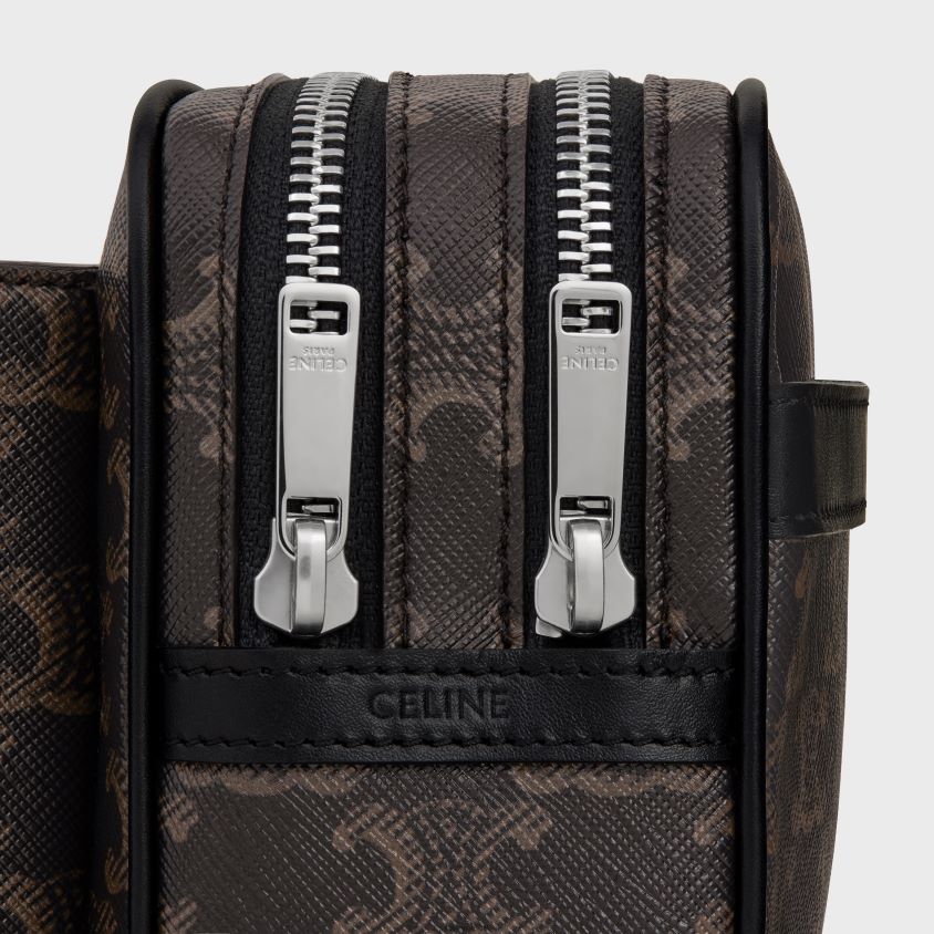 homens acessórios CELINE bolsa de cinto em lona triomphe e couro de bezerro preto T204R2080