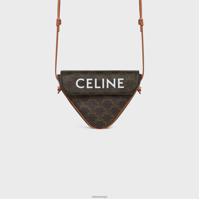 homens acessórios CELINE bolsa triangular em canvas triomphe com estampa bronzeado T204R2095