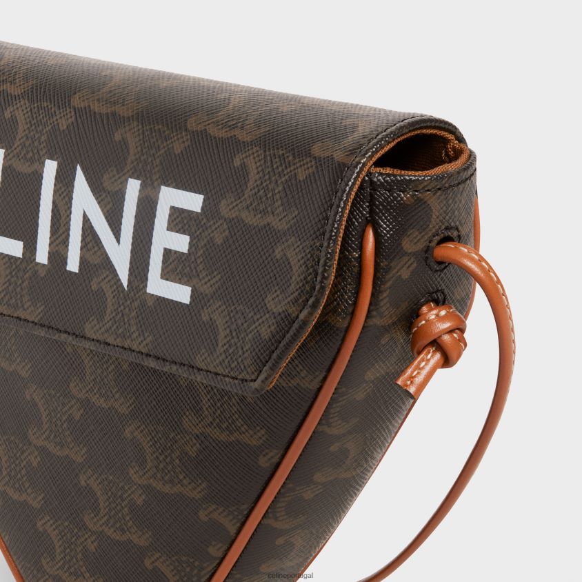 homens acessórios CELINE bolsa triangular em canvas triomphe com estampa bronzeado T204R2095