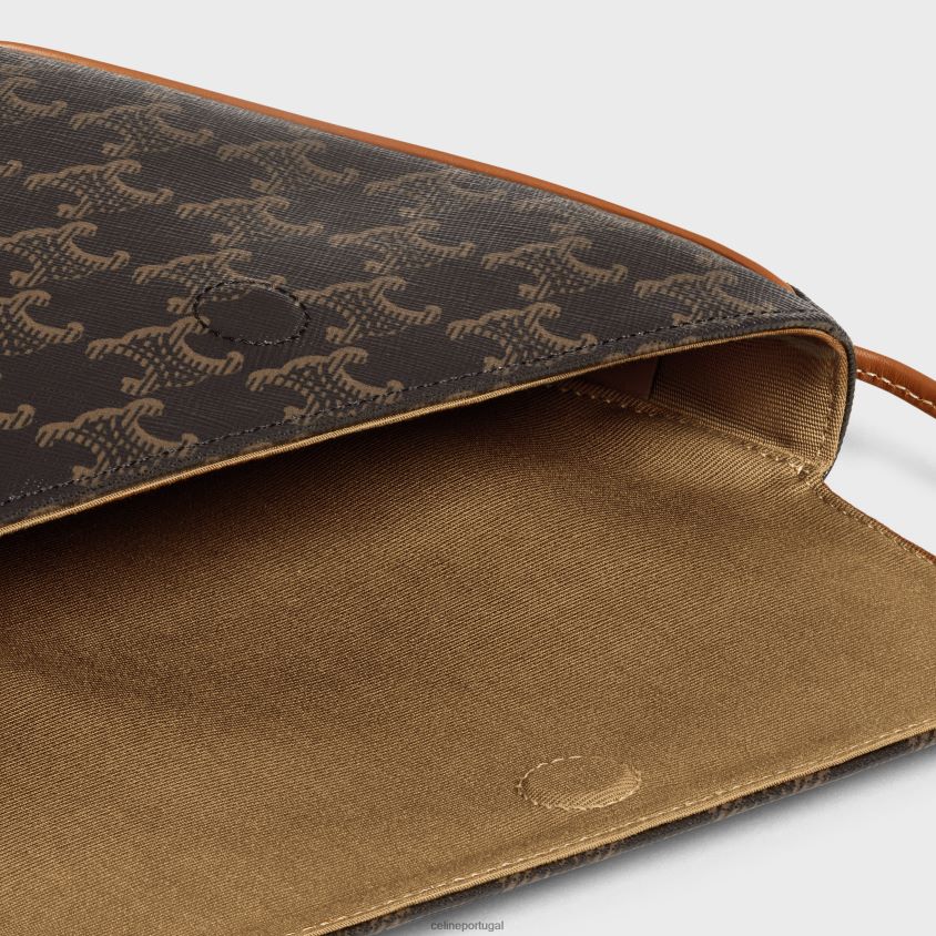 homens acessórios CELINE bolsa triangular em canvas triomphe com estampa bronzeado T204R2095