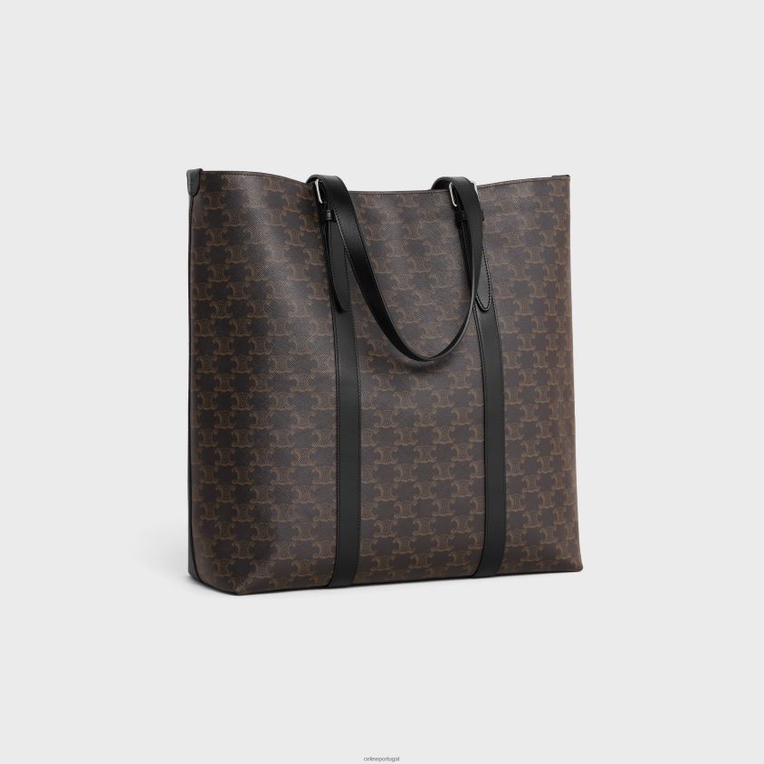 homens acessórios CELINE cabas com fivela em lona triomphe e couro de bezerro preto T204R2084