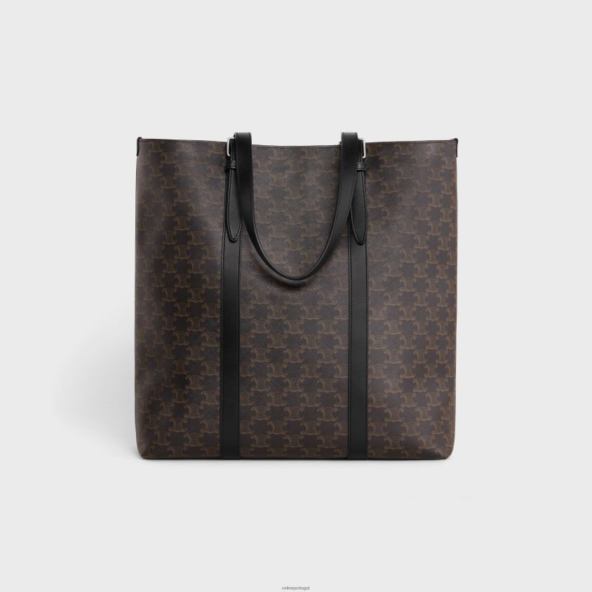 homens acessórios CELINE cabas com fivela em lona triomphe e couro de bezerro preto T204R2084