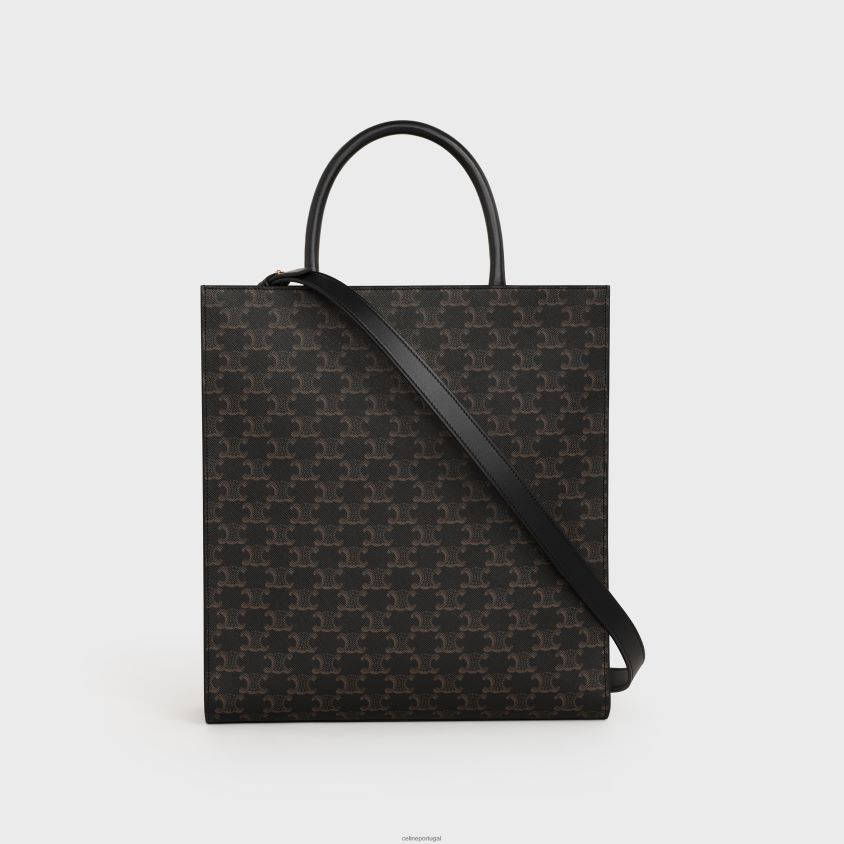 homens acessórios CELINE cabas verticais médias em tela triomphe com estampa preto T204R2098