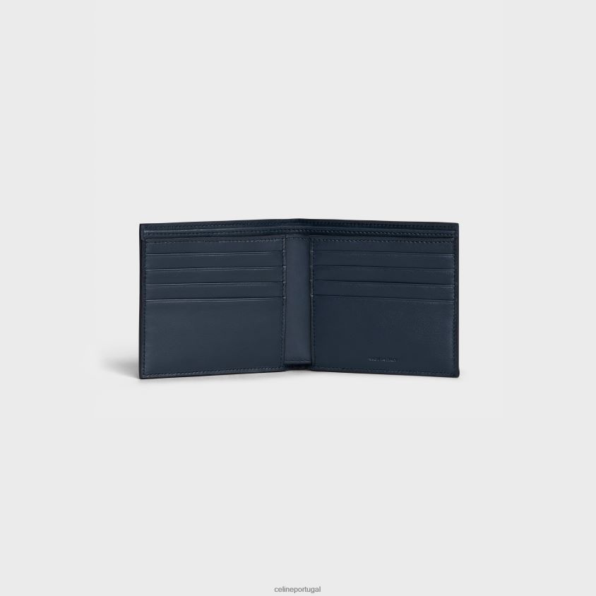 homens acessórios CELINE carteira dupla em couro de bezerro granulado azul-marinho T204R2163