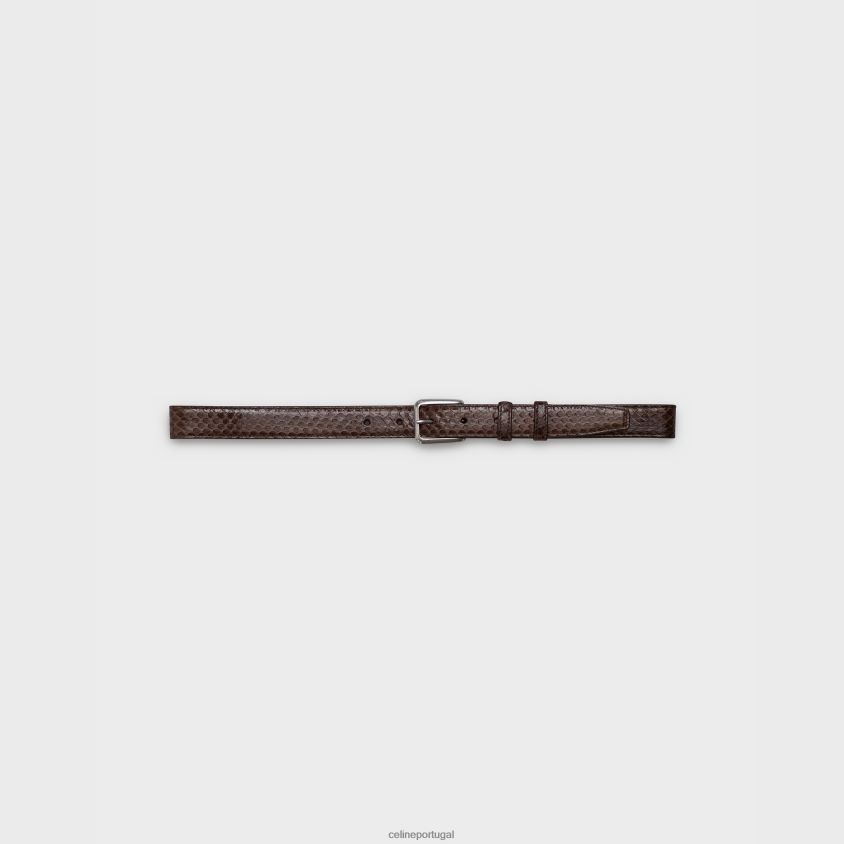homens acessórios CELINE cinto elegante com fivela quadrada em cobra d’água ecorce T204R2208