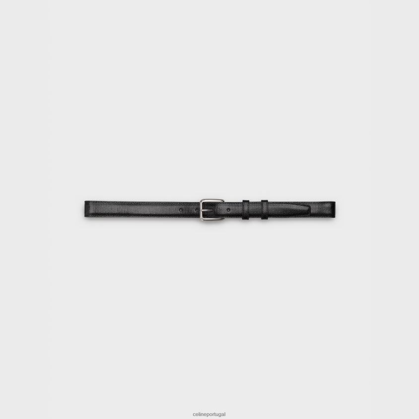homens acessórios CELINE cinto elegante com fivela quadrada em couro de bezerro preto T204R2207