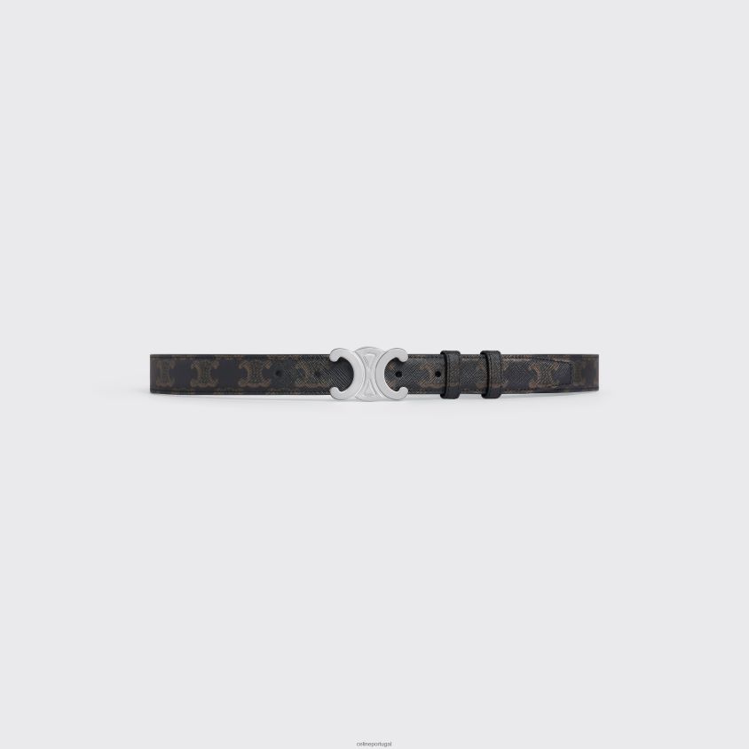 homens acessórios CELINE cinto triomphe médio em canvas triomphe preto T204R2203