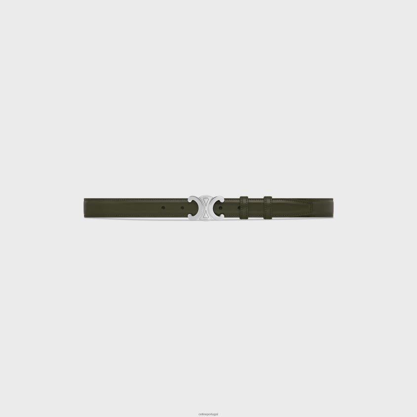 homens acessórios CELINE cinto triomphe médio em couro taurillon exército escuro T204R2202