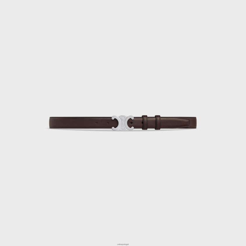 homens acessórios CELINE cinto triomphe médio em pele de bezerro natural marrom T204R2201