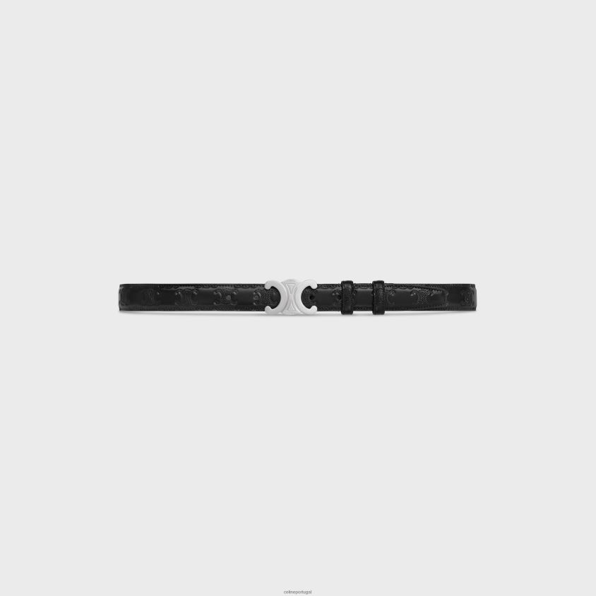 homens acessórios CELINE cinto triomphe médio em taurillon com relevo triomphe preto T204R2194