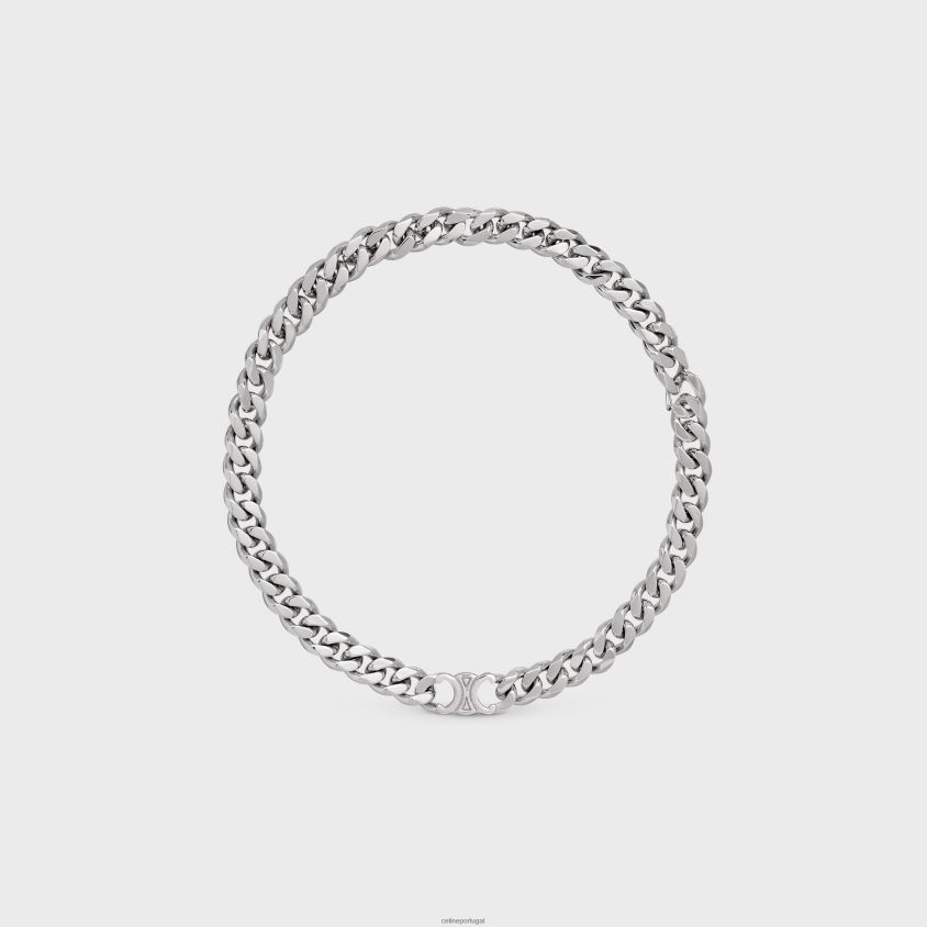 homens acessórios CELINE colar triomphe gourmette em latão com acabamento em ródio prata T204R2277