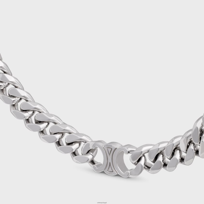 homens acessórios CELINE colar triomphe gourmette em latão com acabamento em ródio prata T204R2277