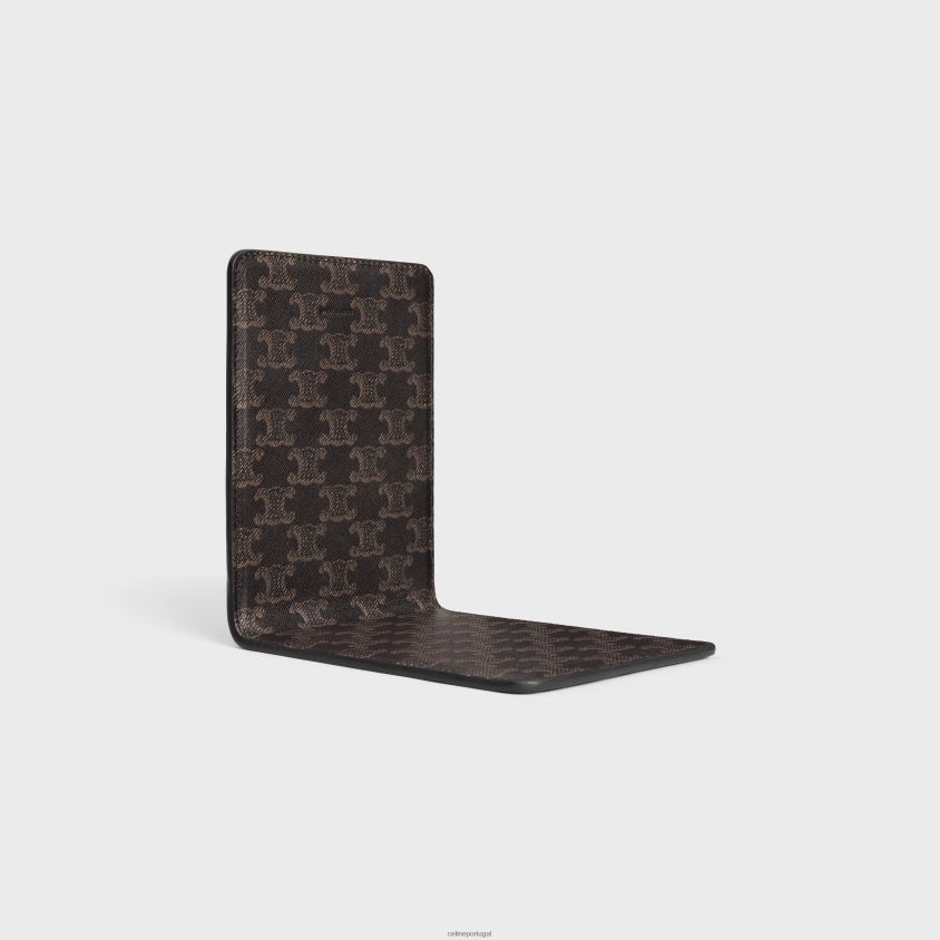 homens acessórios CELINE Quadro Decorativo para livros em pele de cordeiro com triomphe preto/castanho T204R1656