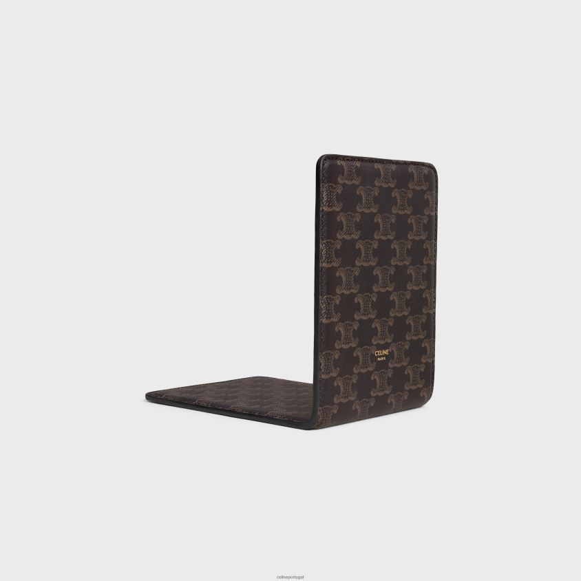 homens acessórios CELINE Quadro Decorativo para livros em pele de cordeiro com triomphe preto/castanho T204R1656