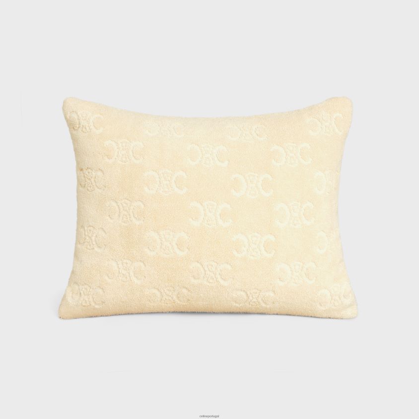 homens acessórios CELINE almofada de praia em algodão turco com monograma cru T204R1692