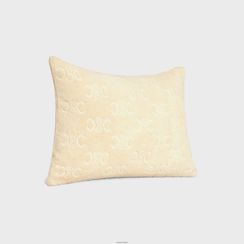 homens acessórios CELINE almofada de praia em algodão turco com monograma cru T204R1692