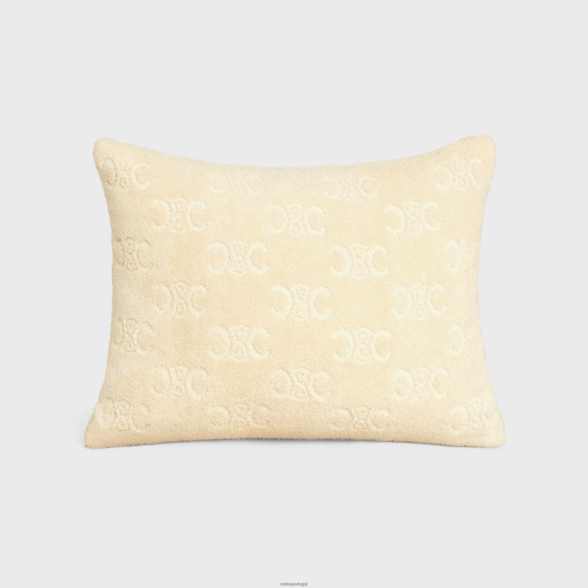 homens acessórios CELINE almofada de praia em algodão turco com monograma cru T204R1692