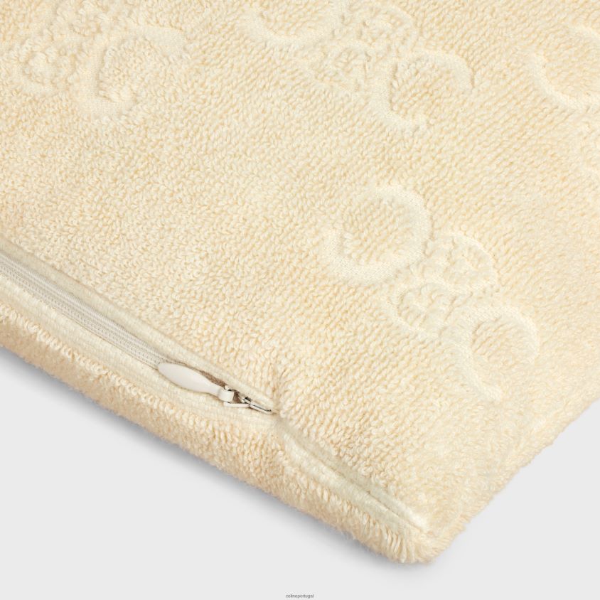 homens acessórios CELINE almofada de praia em algodão turco com monograma cru T204R1692