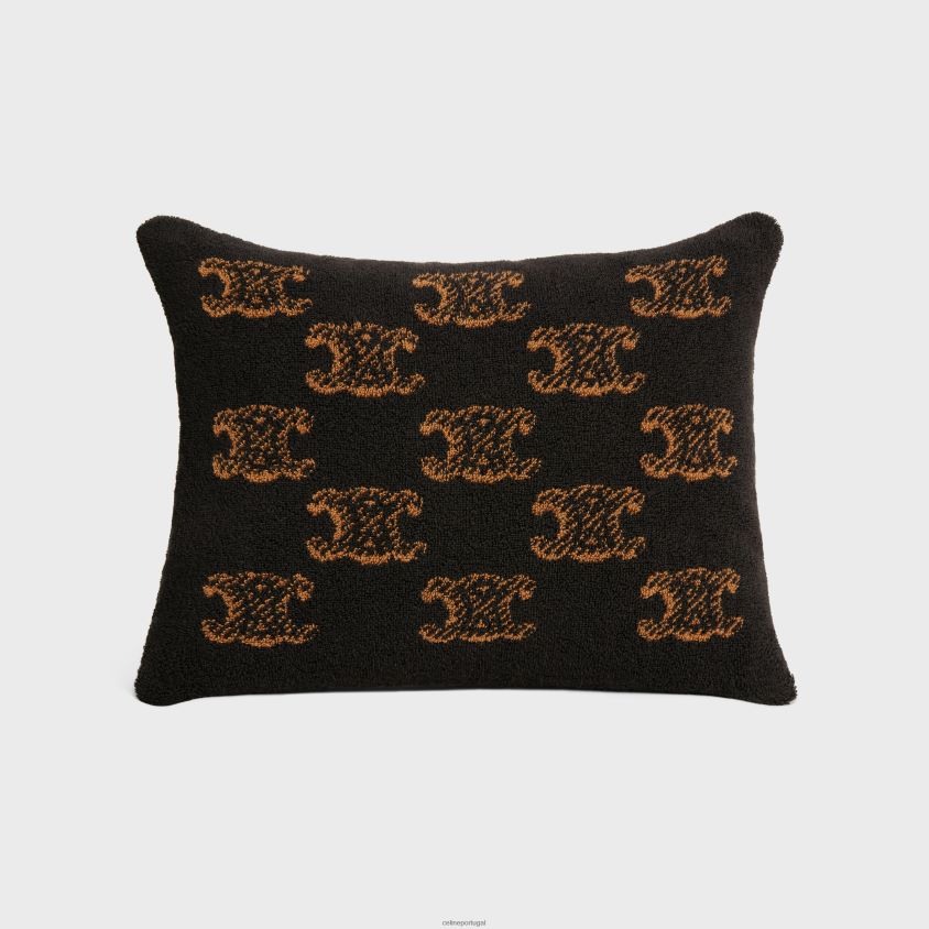 homens acessórios CELINE almofada de praia em algodão turco com monograma marrom/camelo T204R1690