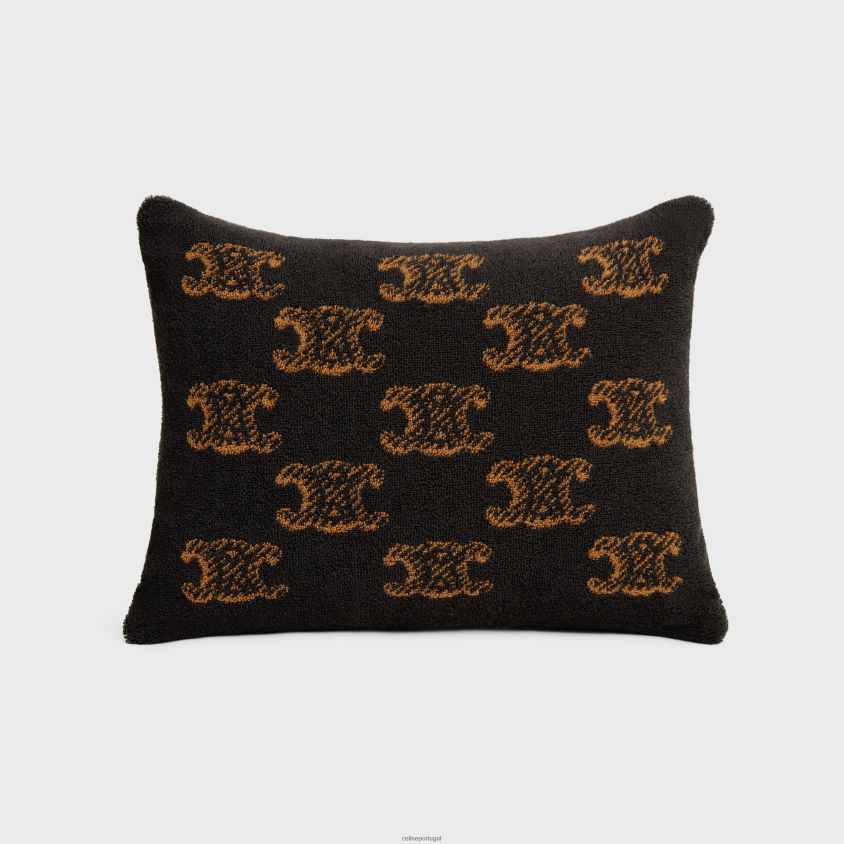 homens acessórios CELINE almofada de praia em algodão turco com monograma marrom/camelo T204R1690