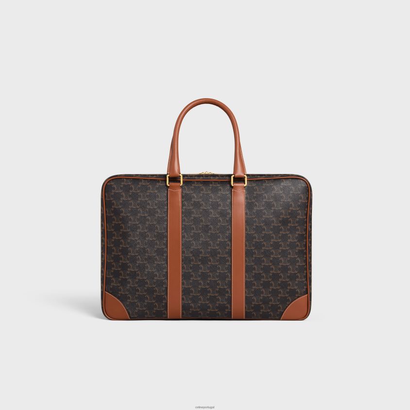 homens acessórios CELINE bagagem macia 45 em lona triomphe e couro de bezerro bronzeado T204R1629