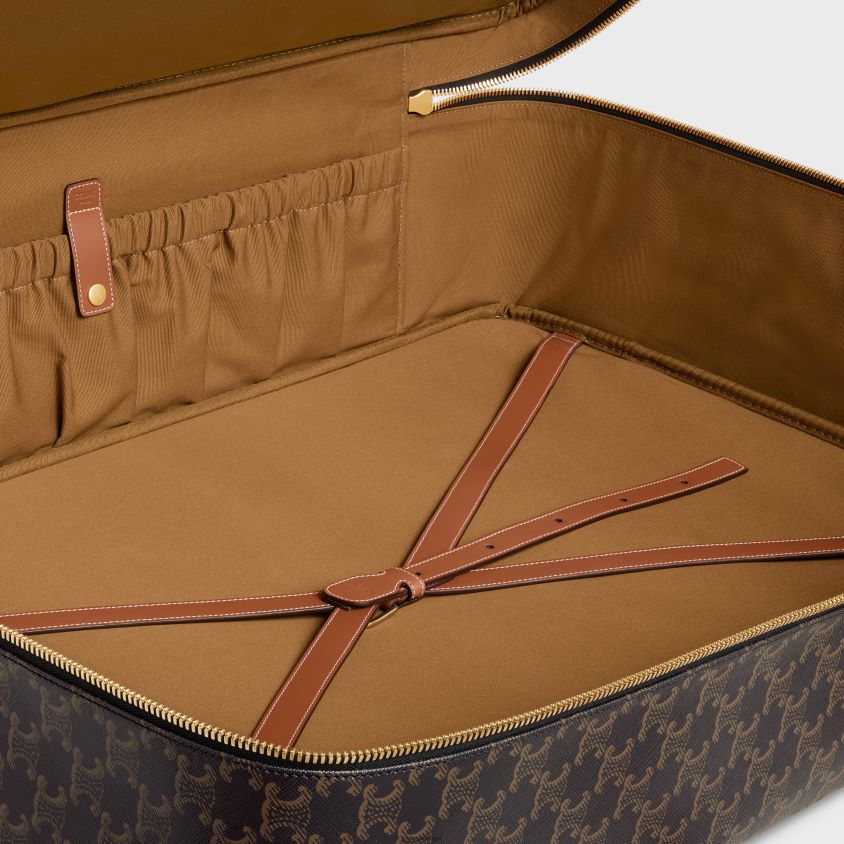 homens acessórios CELINE bagagem macia 70 em lona triomphe e couro de bezerro bronzeado T204R1628