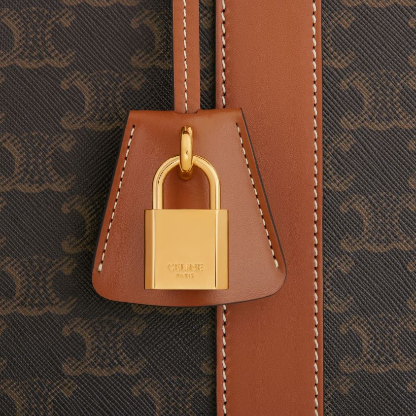 homens acessórios CELINE bagagem macia 70 em lona triomphe e couro de bezerro bronzeado T204R1628