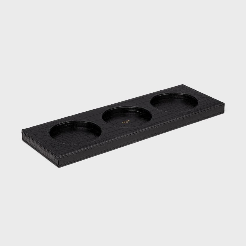 homens acessórios CELINE bandeja de velas em crocodilo preto T204R1520