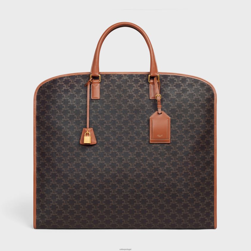 homens acessórios CELINE bolsa de roupas em lona triomphe e couro de bezerro bronzeado T204R1630