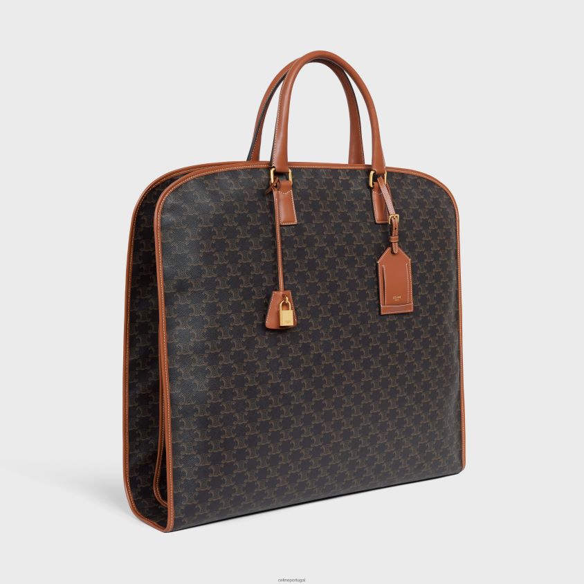 homens acessórios CELINE bolsa de roupas em lona triomphe e couro de bezerro bronzeado T204R1630