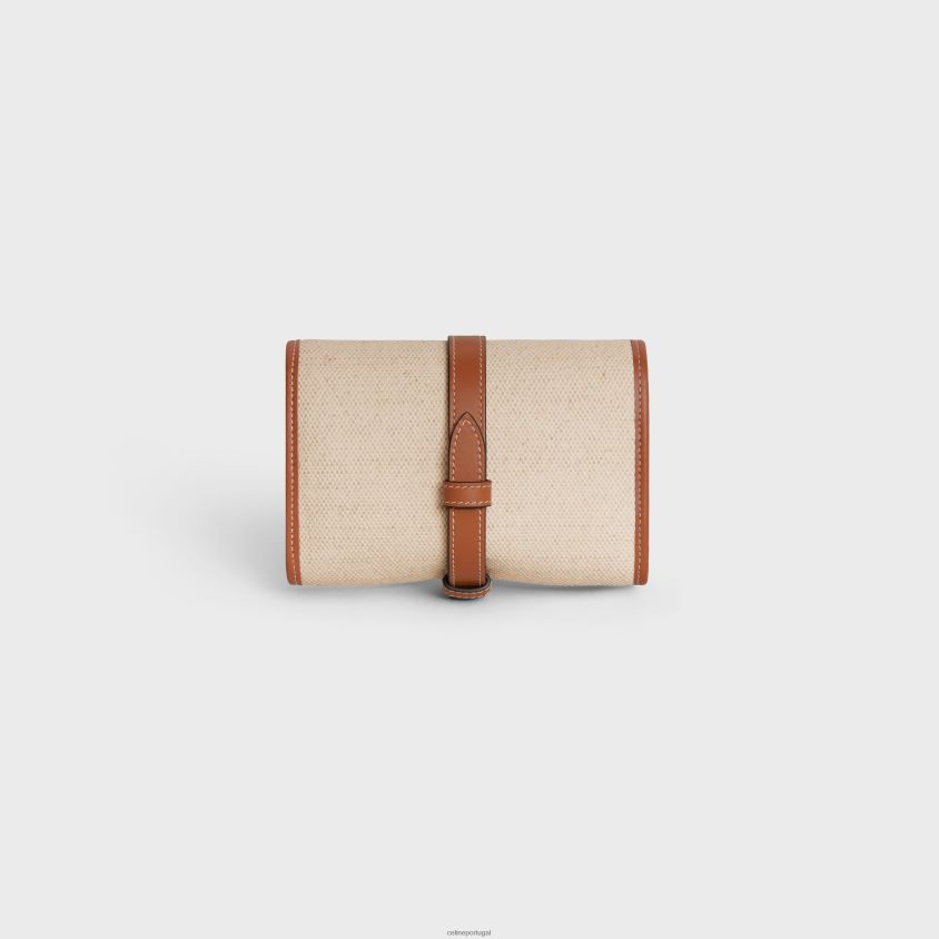 homens acessórios CELINE bolsa para joias em tecido e pele de bezerro natural/bronzeado T204R1595