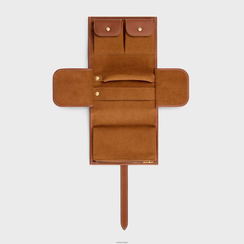 homens acessórios CELINE bolsa para joias em tela triomphe com estampa e couro de bezerro leopardo T204R1596