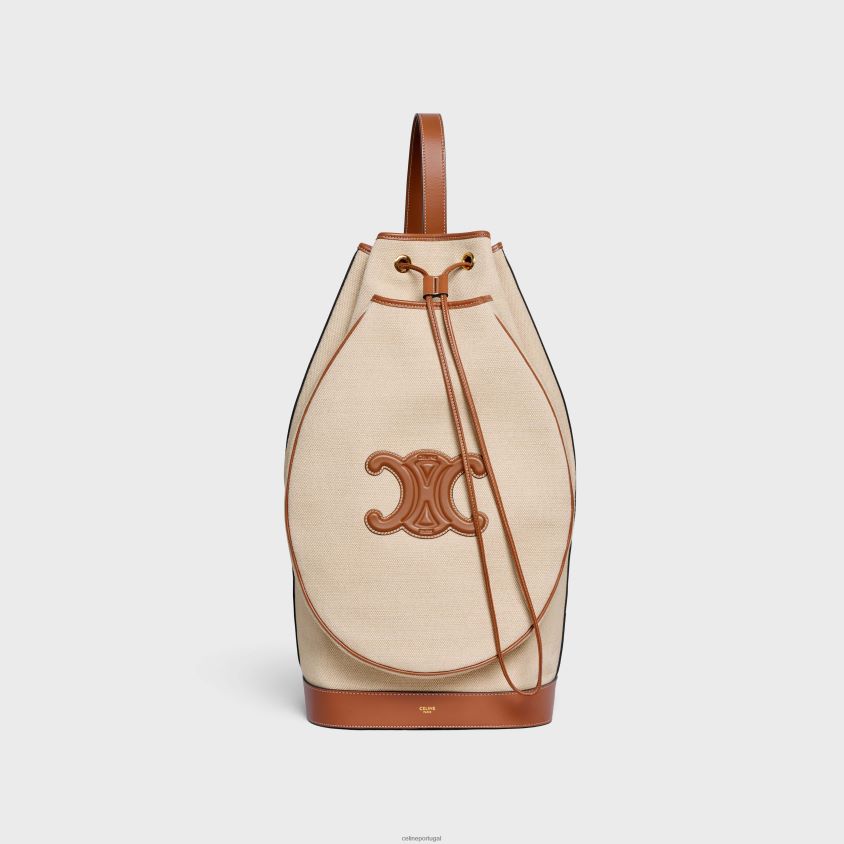 homens acessórios CELINE bolsa tênis triomphe em tecido e couro de bezerro natural/bronzeado T204R1688