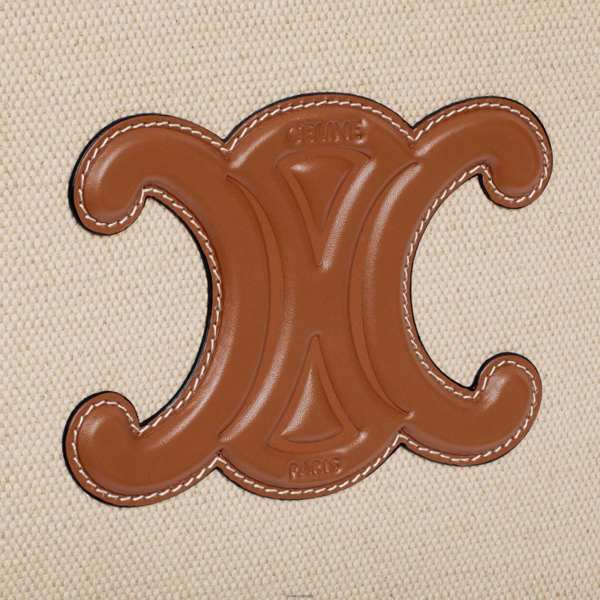 homens acessórios CELINE bolsa tênis triomphe em tecido e couro de bezerro natural/bronzeado T204R1688