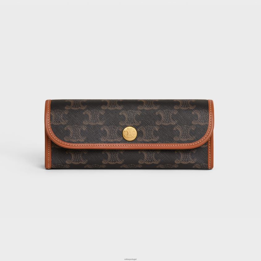 homens acessórios CELINE caixa de comprimidos em tela do triunfo bronzeado T204R1593