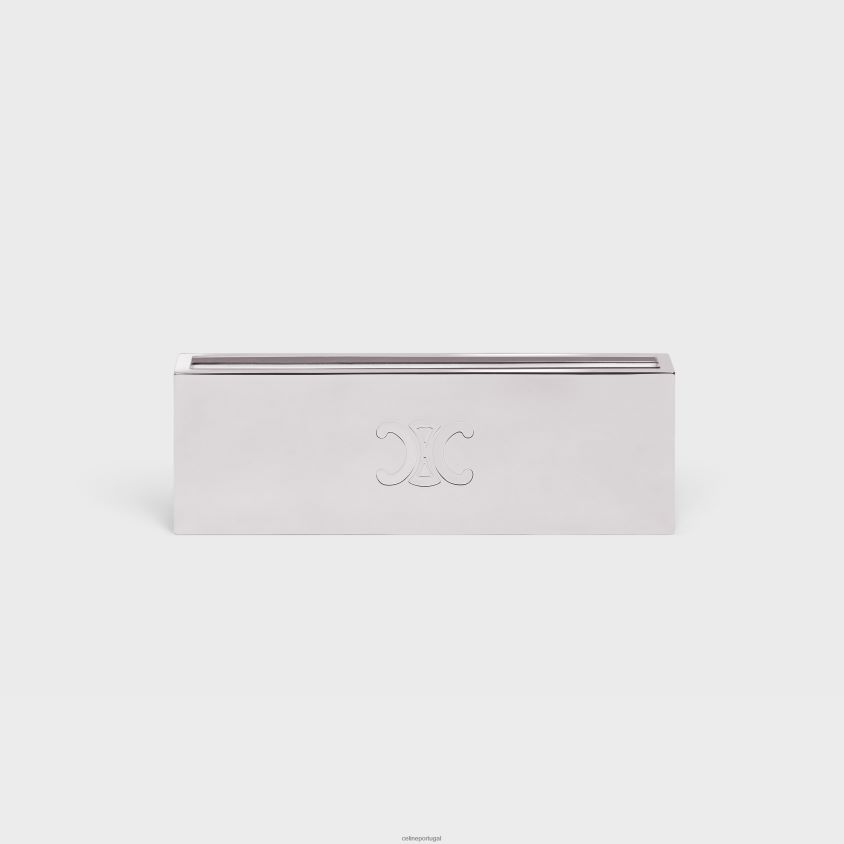 homens acessórios CELINE caixa de fósforos em aço prata T204R1513