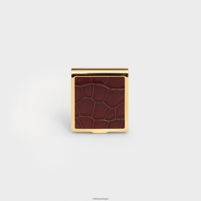 homens acessórios CELINE caixa de fósforos em latão e jacaré Borgonha T204R1555