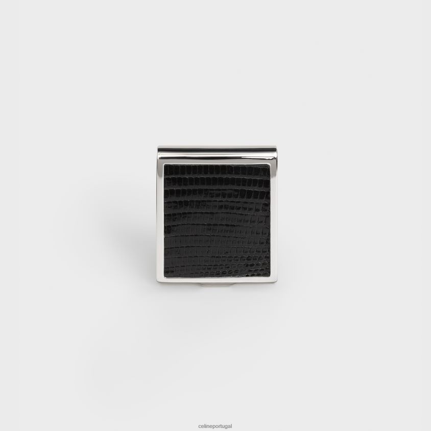 homens acessórios CELINE caixa de fósforos em prata esterlina e lagarto preto T204R1544