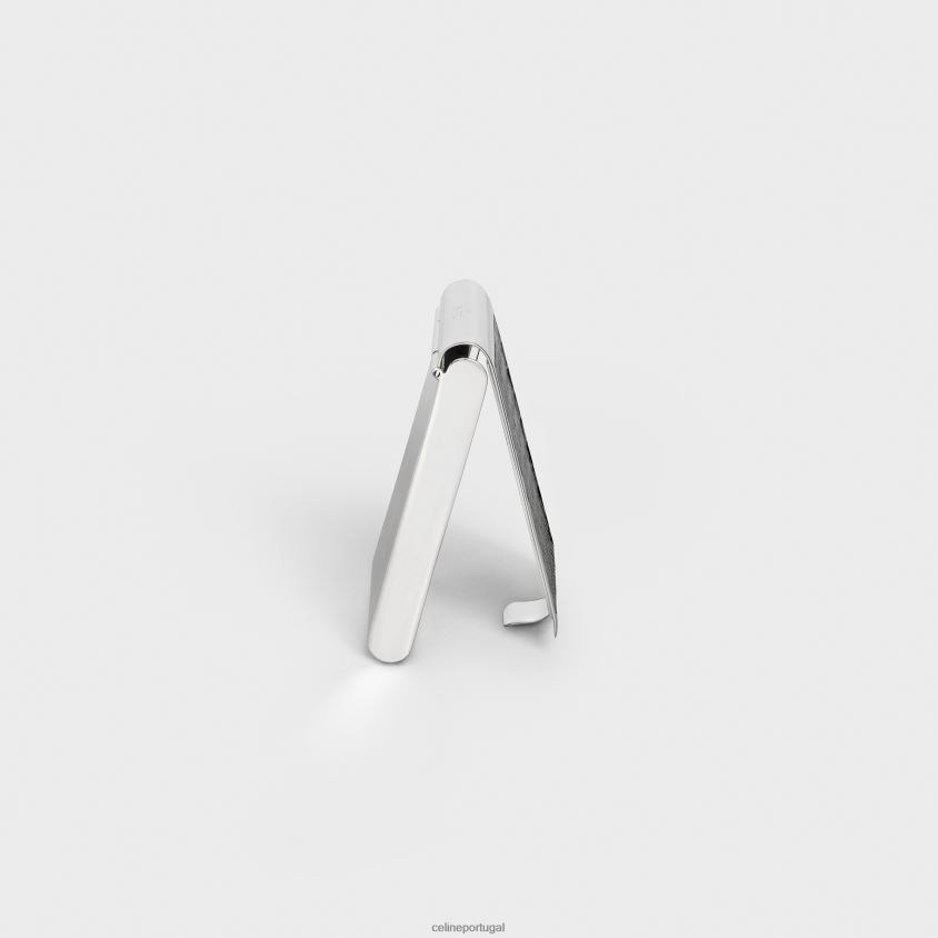 homens acessórios CELINE caixa de fósforos em prata esterlina e lagarto preto T204R1544