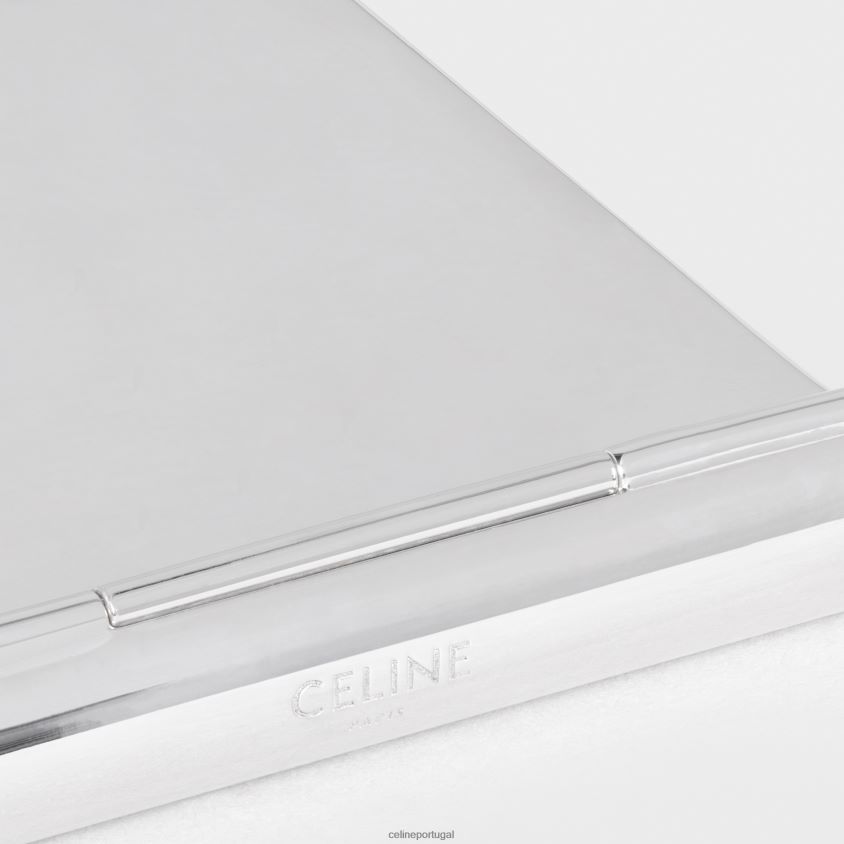 homens acessórios CELINE caixa de fósforos em prata esterlina e lagarto preto T204R1544