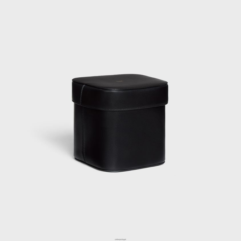 homens acessórios CELINE caixa grande em couro de bezerro brilhante preto T204R1528