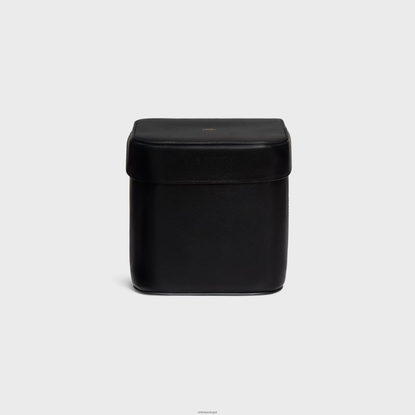 homens acessórios CELINE caixa grande em couro de bezerro brilhante preto T204R1528