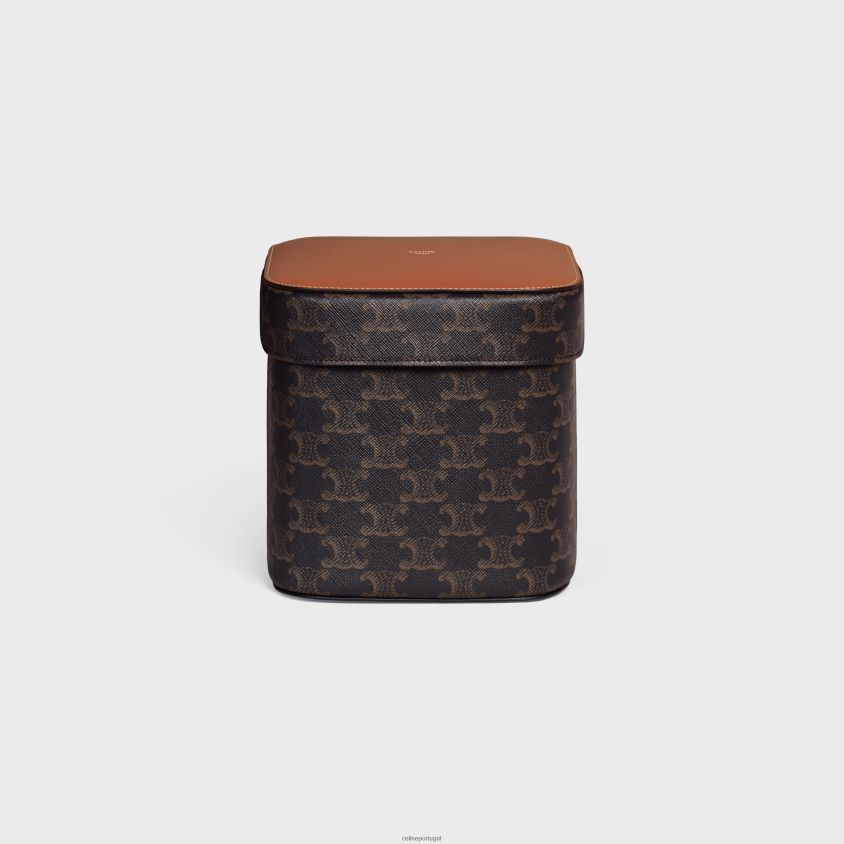 homens acessórios CELINE caixa grande em lona triomphe e couro de bezerro bronzeado T204R1536