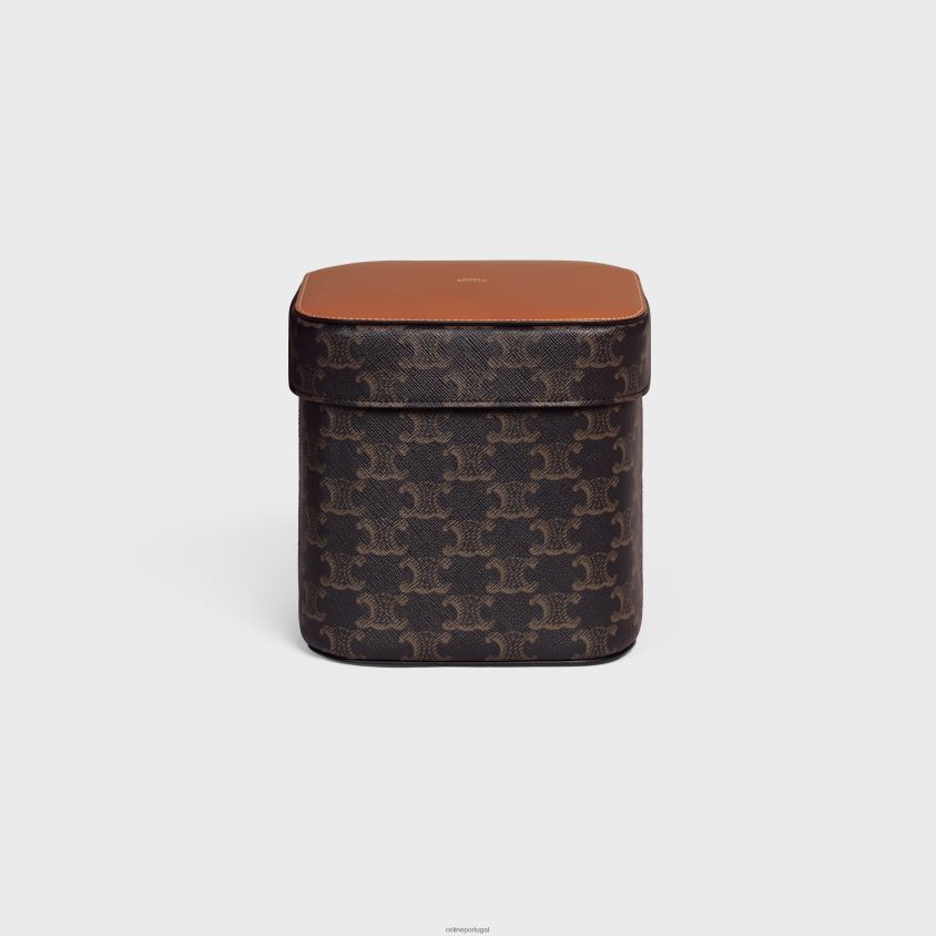 homens acessórios CELINE caixa grande em lona triomphe e couro de bezerro bronzeado T204R1536