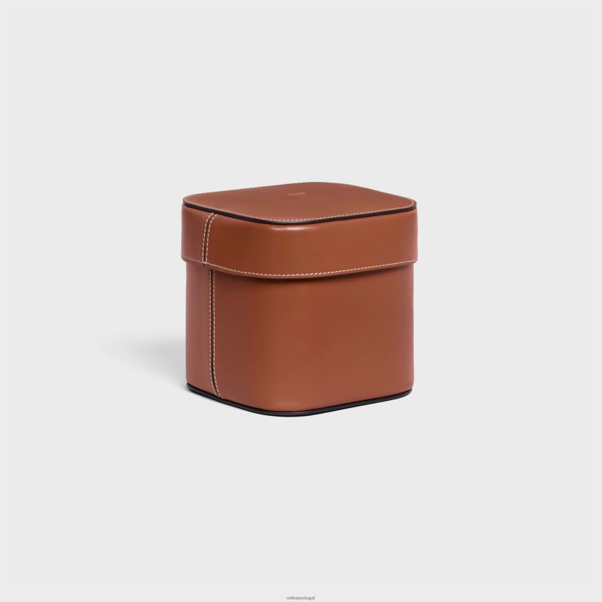 homens acessórios CELINE caixa média em couro de bezerro brilhante bronzeado T204R1533